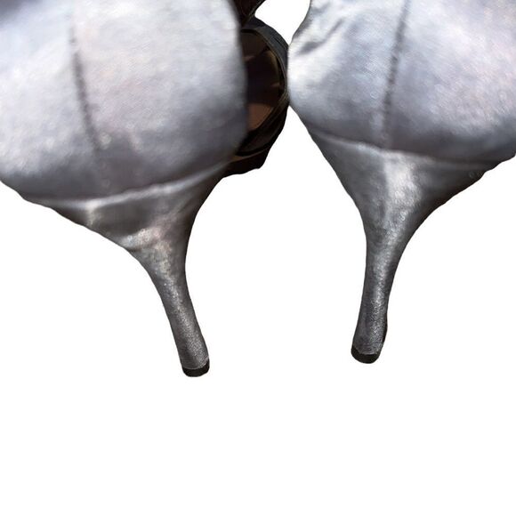 Glint Gray Fabric Heeled Sandals Size 8 M - Picture 3 of 6